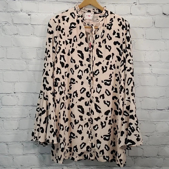 Buddy Love Cheetah Long Sleeve Mini Dress Size M NWT - Picture 1 of 8